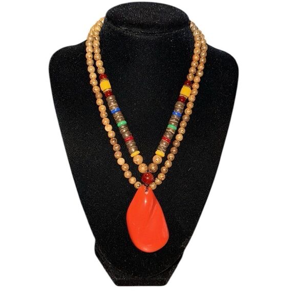 New 37” long beaded fall color necklace - Picture 1 of 4